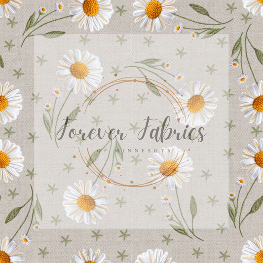 Daisy Embroidery . (BH/ 23). | Preorder | Fabric By The Yard