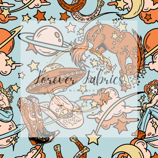 Cosmic Cowboy . (BH/ 23). | Preorder | Fabric By The Yard