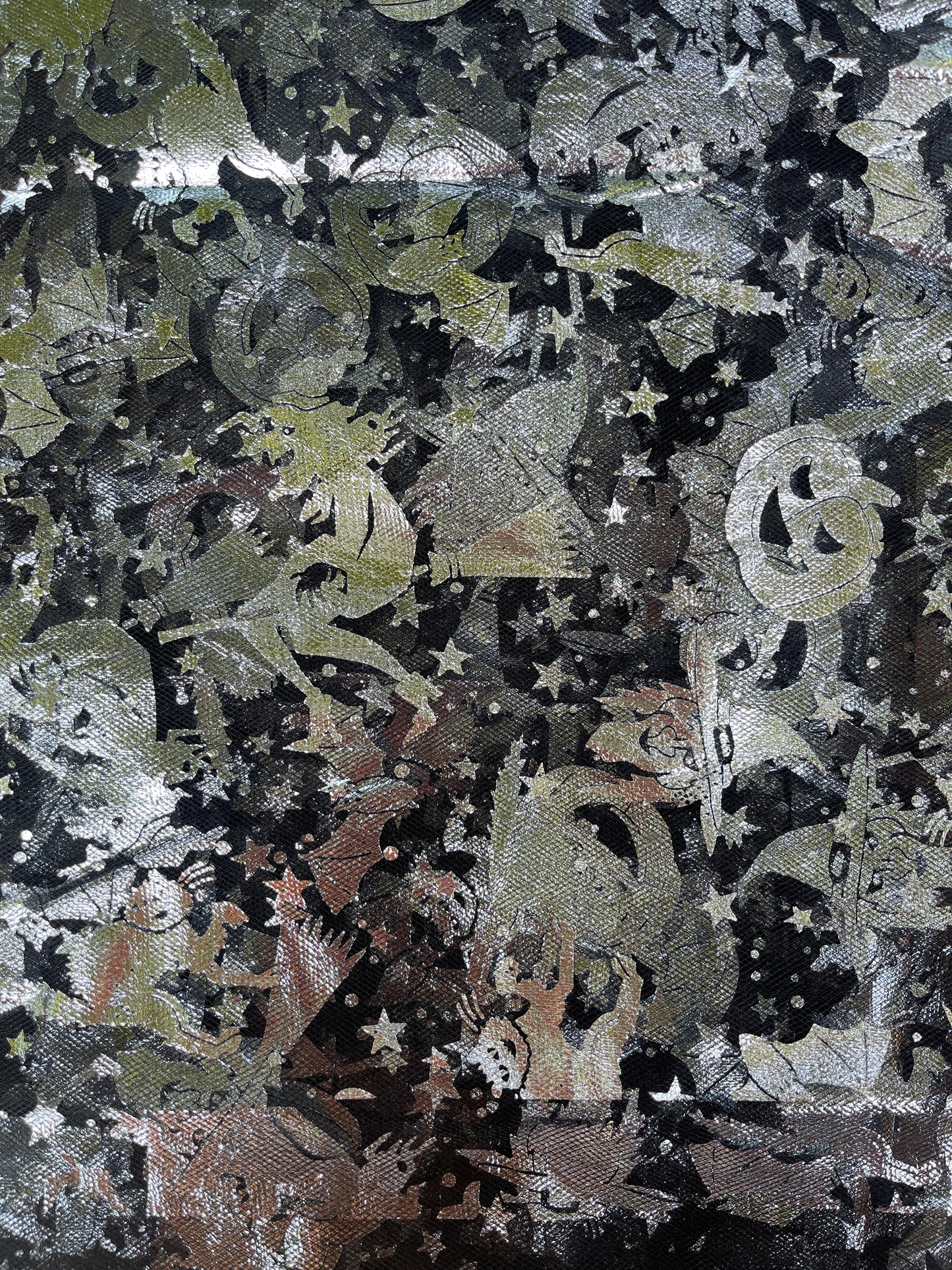 Black Mesh with Witches & Pumpkins & Cats | Mesh