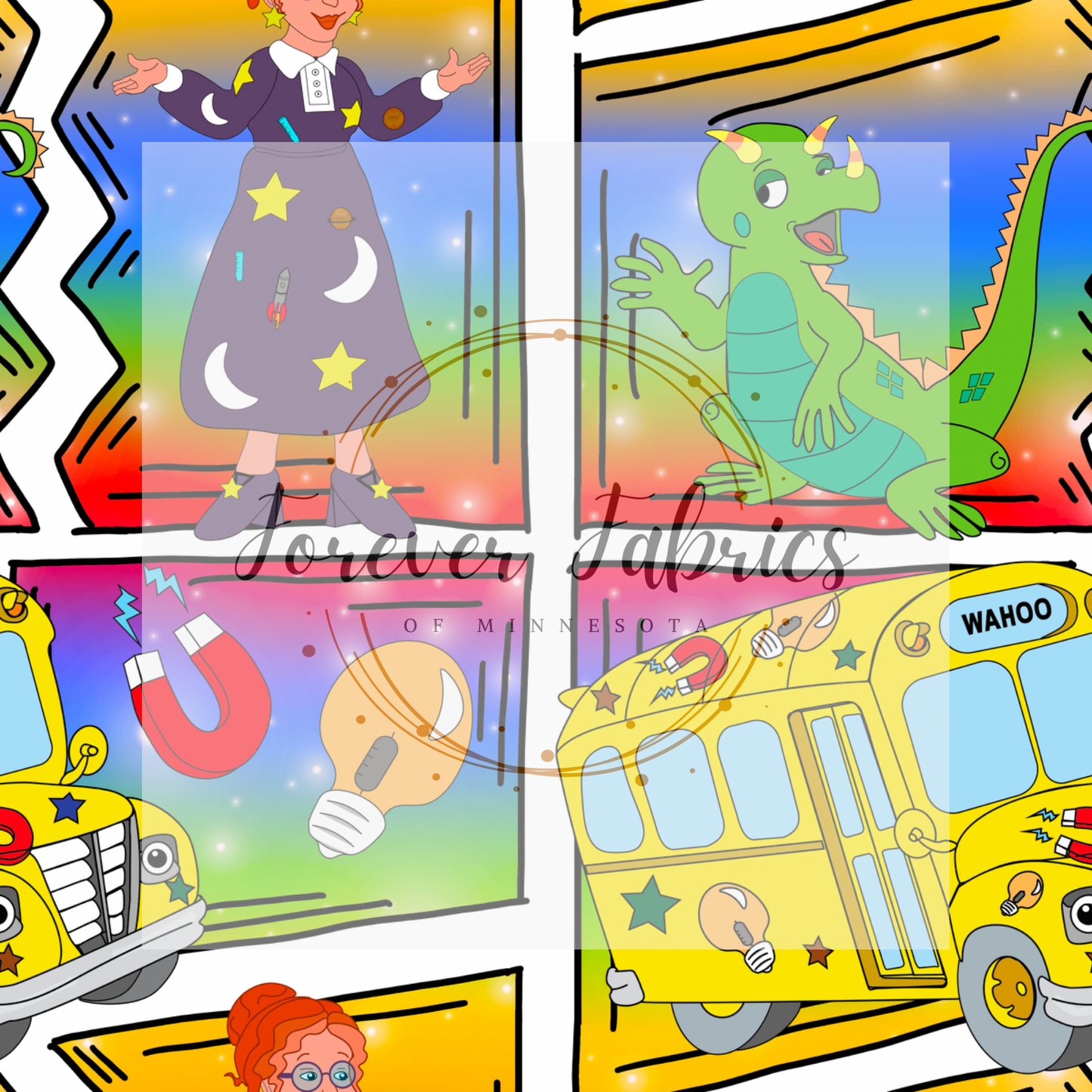 Magical Bus Comic . . . (BH/ 24)| Preorder | Fabric By The Yard