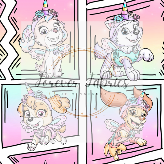 Girl Pups Ombre Comic. . . . (BH/ 24)| Preorder | Fabric By The Yard