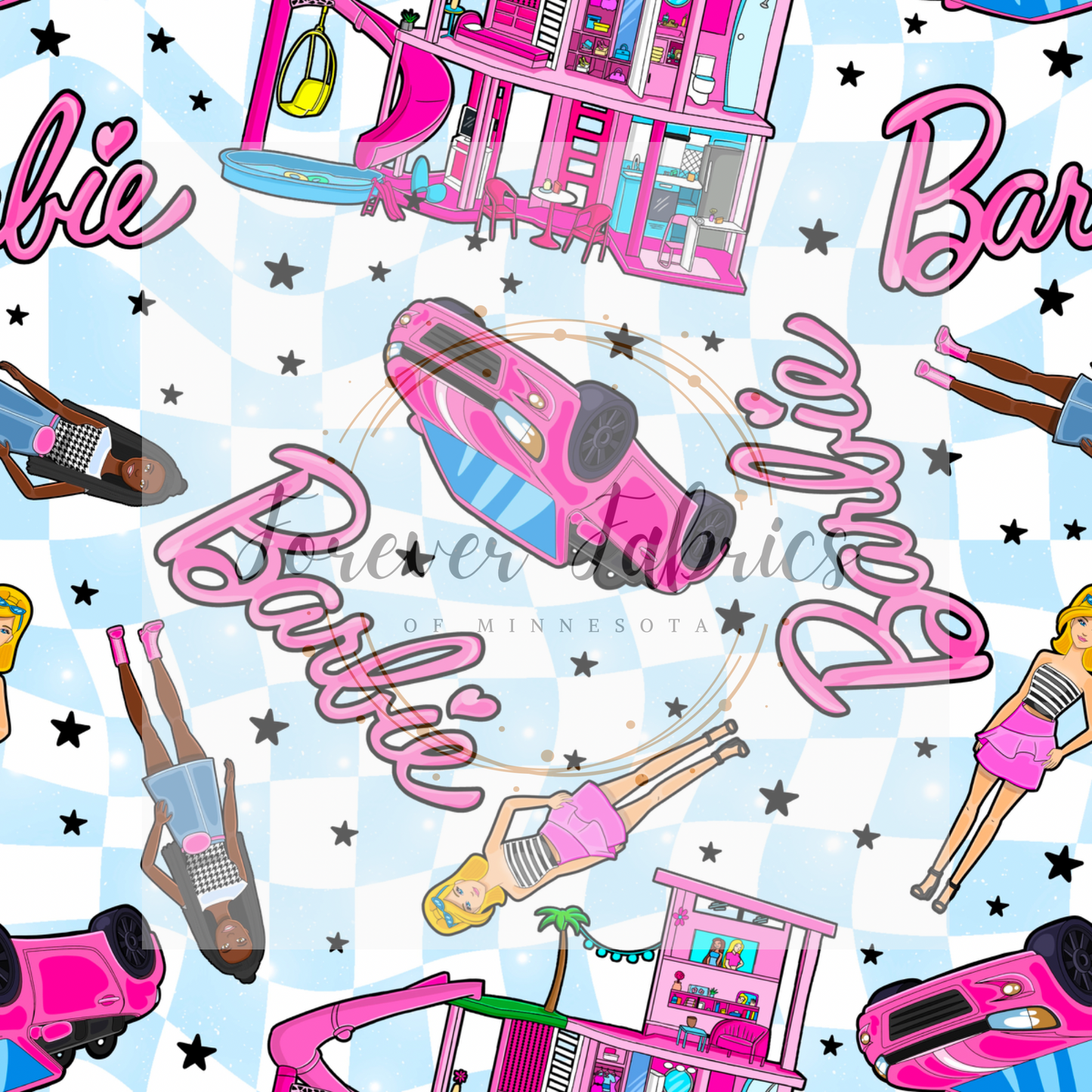 Pink Doll Blue Checker (BH 4/24)| Preorder | Fabric By The Yard
