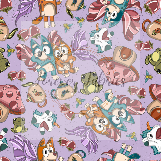 Blue Dog Cottage Purple . . (BH/ 24)| Preorder | Fabric By The Yard