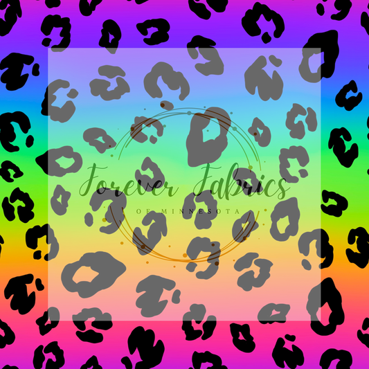Black Rainbow Leopard . . . (BH/ 23). | Preorder | Fabric By The Yard