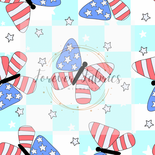 RWB Butterly Checkered . (BH/ 24)| Preorder | Fabric By The Yard