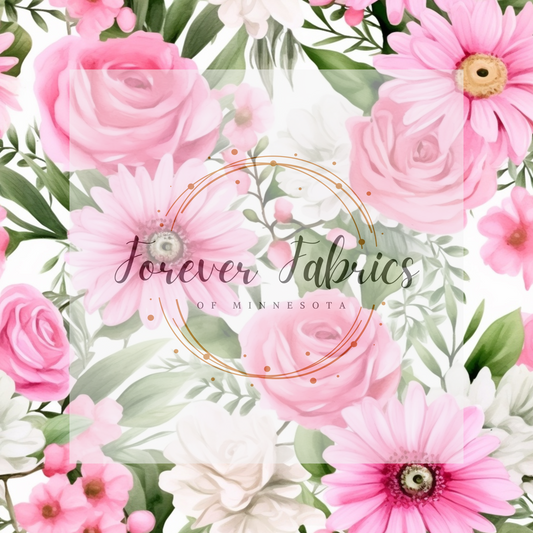 Pink Floral . . . . (BH/ 23). | Preorder | Fabric By The Yard