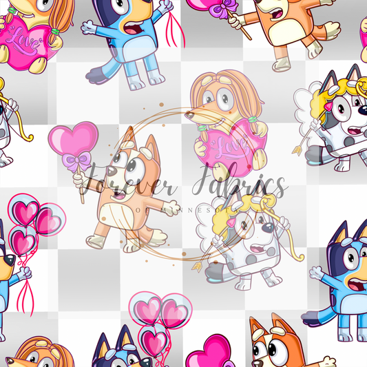 Gray Blue Dog Comic . (BH/ 24)| Preorder | Fabric By The Yard