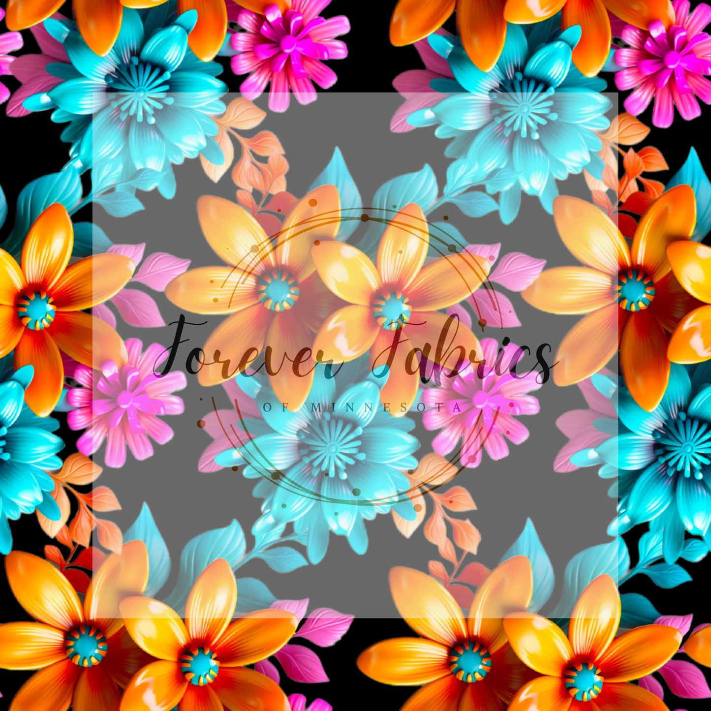 3D Floral Black . . . (BH/ 23). | Preorder | Fabric By The Yard