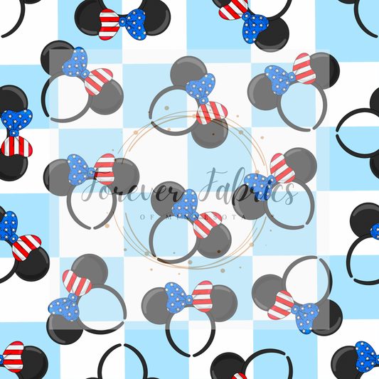 RWB Mouse Ears Checked . (BH/ 24)| Preorder | Fabric By The Yard