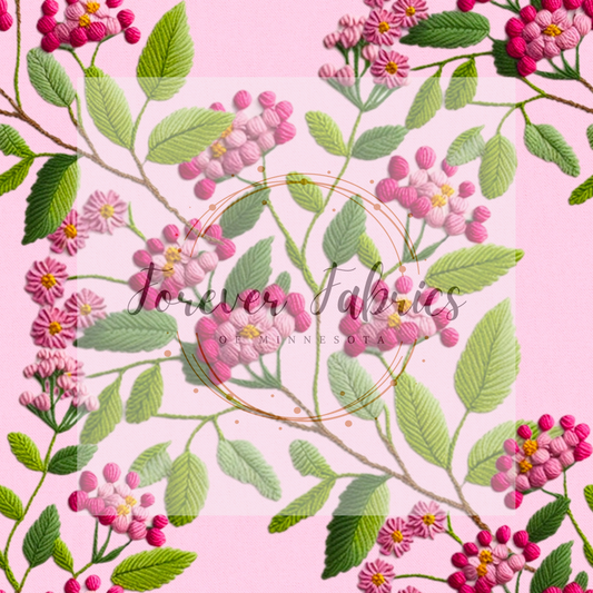Pink Embroidered (BH/ 23). | Preorder | Fabric By The Yard