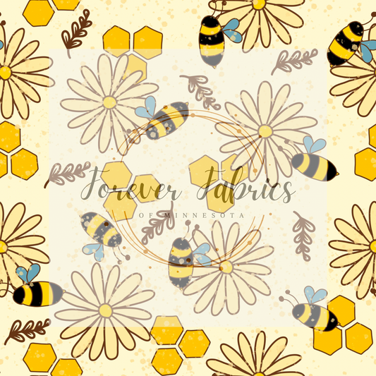 Hand Drawn Bees . . . (BH/ 23) | Preorder | Fabric By The Yard