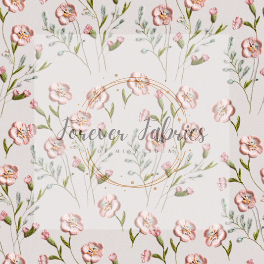Dainty Floral Embroidery . (BH/ 23). | Preorder | Fabric By The Yard