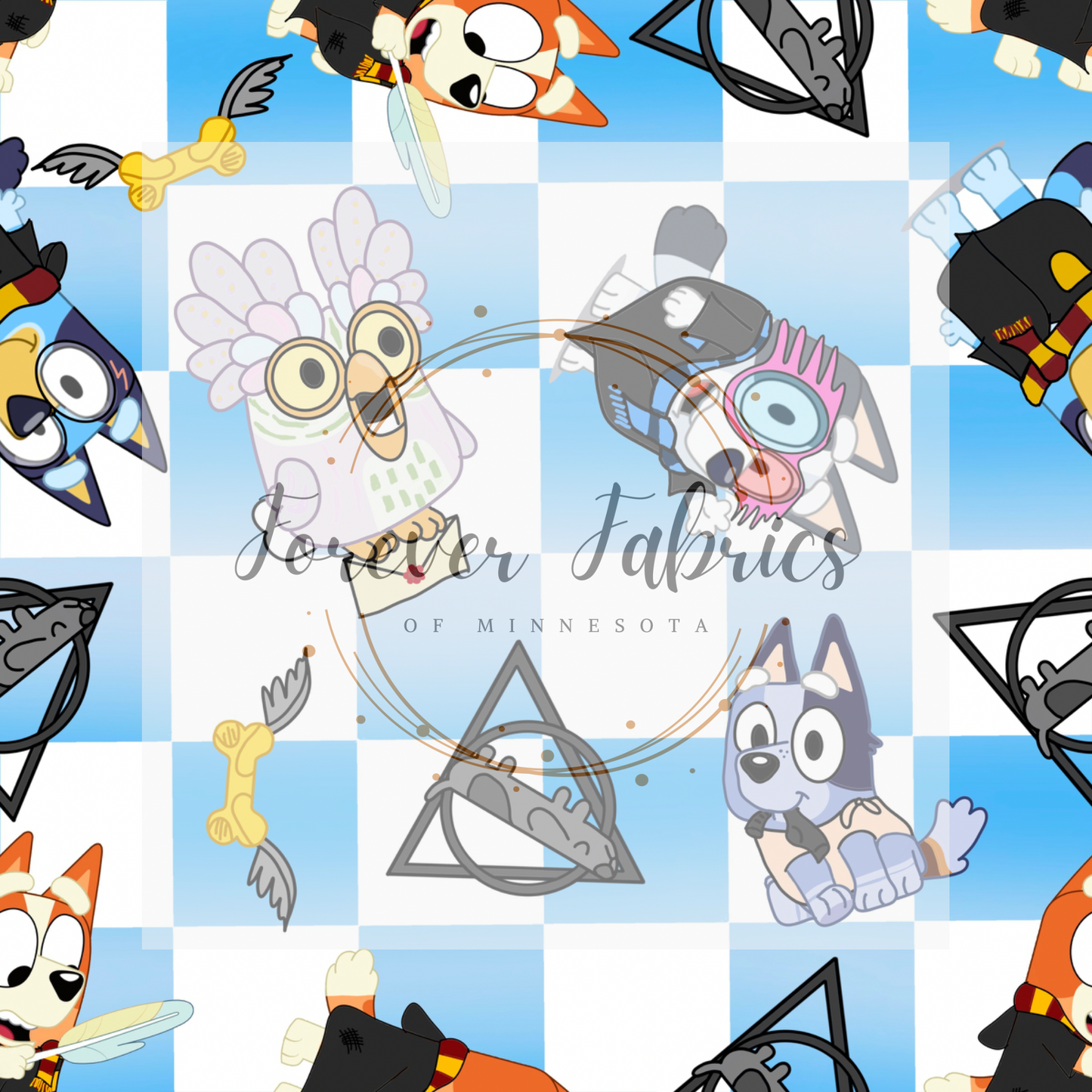 Blue Dog HP Check . (BH/ 23) | Preorder | Fabric By The Yard