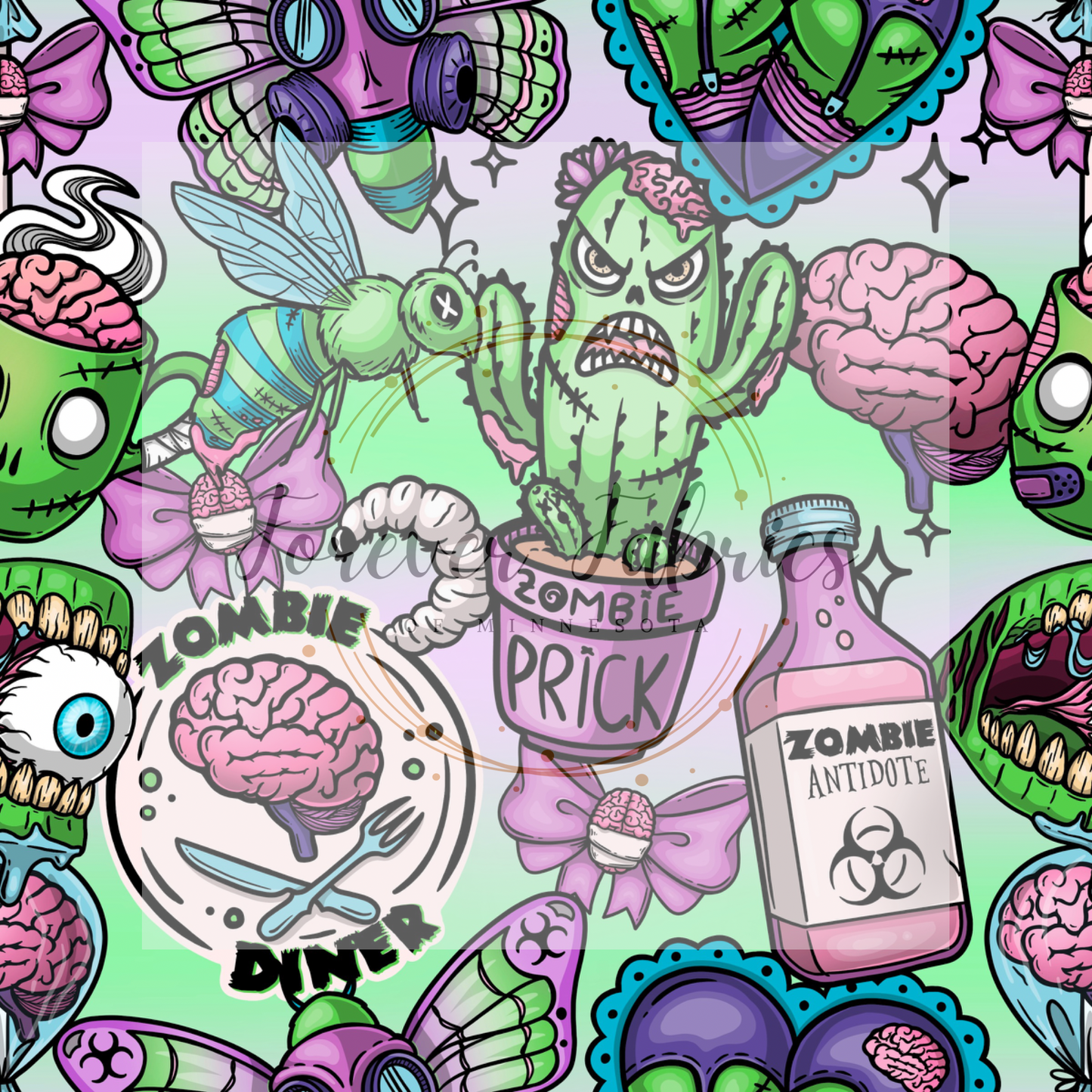 Zombie Collage . (BH/ 23) | Preorder | Fabric By The Yard