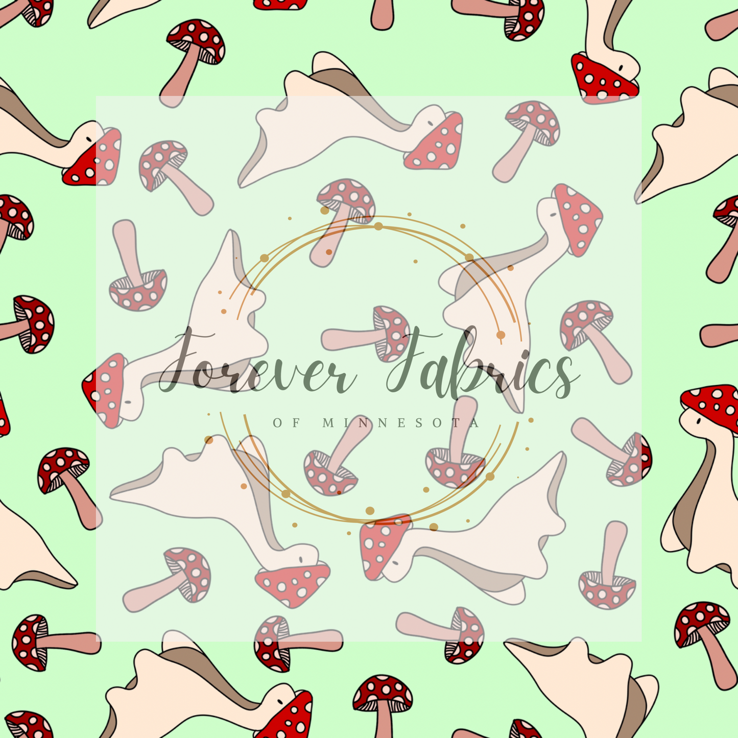 Cottage Dinos Green . . (BH/ 23). | Preorder | Fabric By The Yard