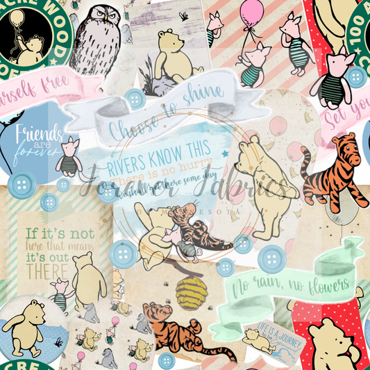 Friendly Bear Collage (BH/ 24)| Preorder | Fabric By The Yard