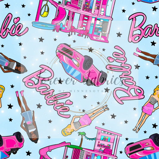 Pink Doll Dream House Blue (BH 4/24)| Preorder | Fabric By The Yard