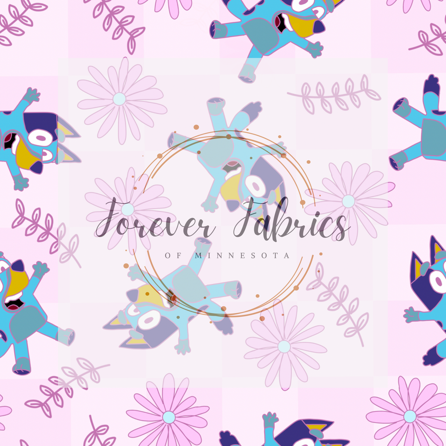 Blue Dog Pink . (BH/ 23). | Preorder | Fabric By The Yard