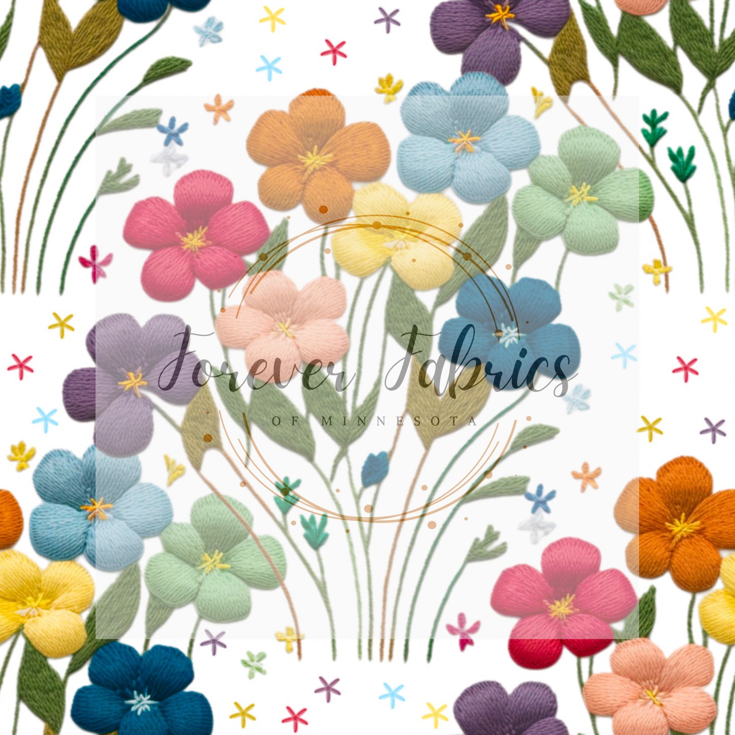 Rainbow Bouquet Embroidery . (BH/ 23). | Preorder | Fabric By The Yard