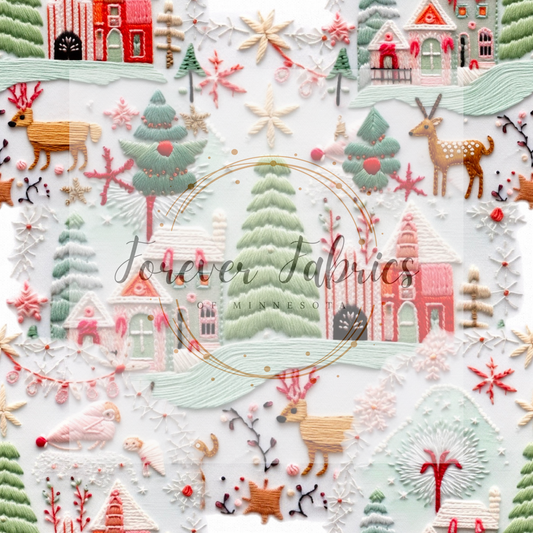 Santa Winter Scene . . (BH/ 23). | Preorder | Fabric By The Yard
