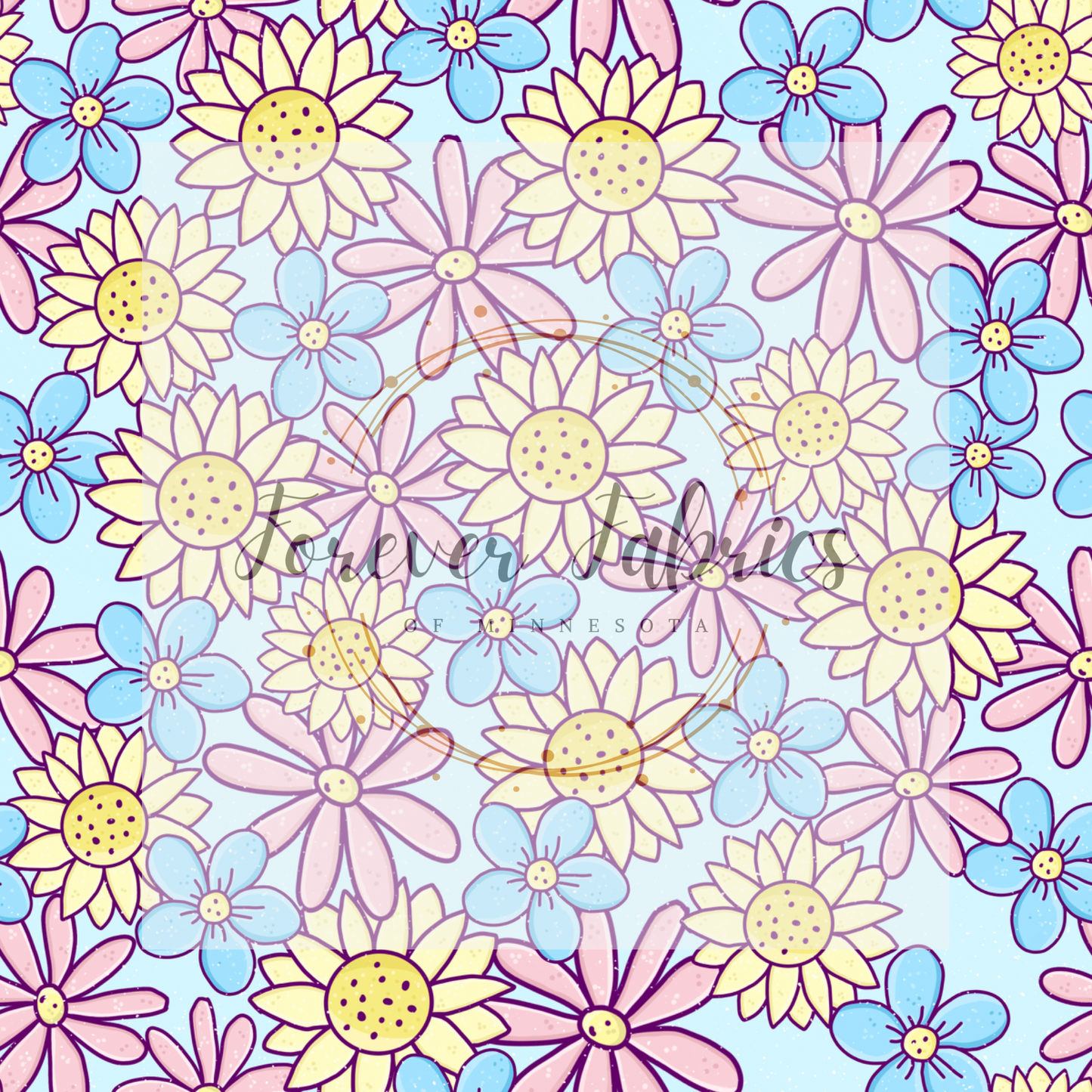 Spring Floral Blue . . . . . (BH/ 24)| Preorder | Fabric By The Yard