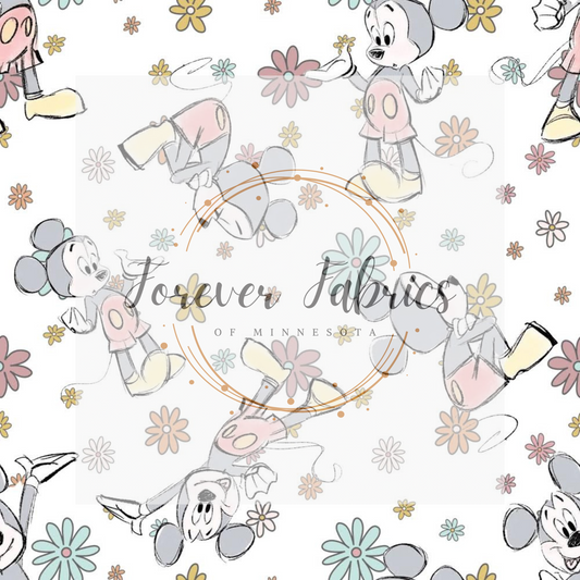 Floral Mice . . . . (BH/ 24)| Preorder | Fabric By The Yard