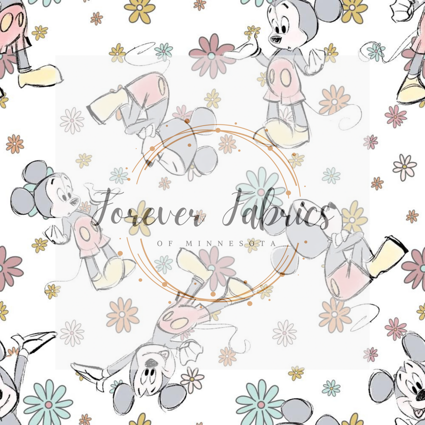 Floral Mice . . . . (BH/ 24)| Preorder | Fabric By The Yard