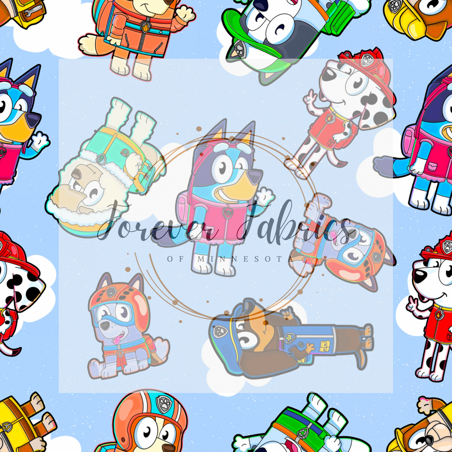 Blue Dog Paw Pals Clouds . . . . (BH/ 24)| Preorder | Fabric By The Yard