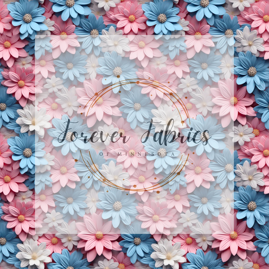 Pink Blue Floral . (BH/ 23). | Preorder | Fabric By The Yard