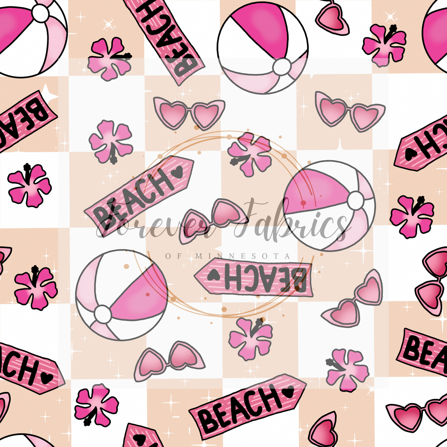 Beach Check Tan (BH/ 23) | Preorder | Fabric By The Yard
