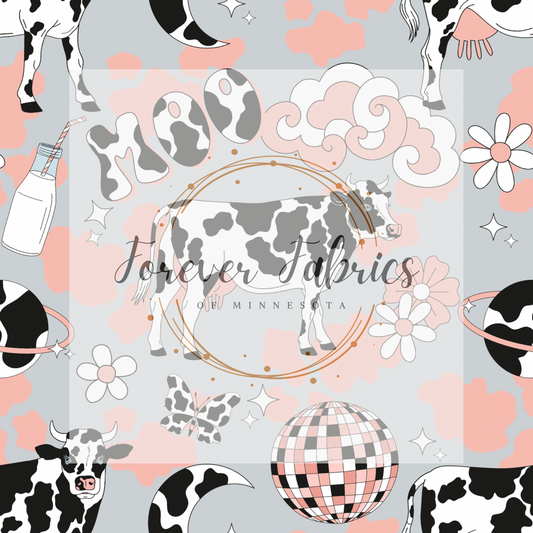Gray Moo . . (BH/ 23). | Preorder | Fabric By The Yard