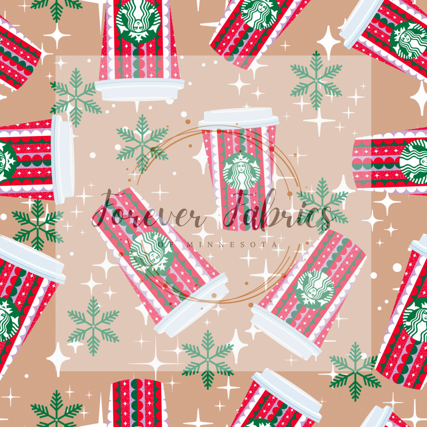 Christmas Cup Coffee . (BH/ 23). | Preorder | Fabric By The Yard