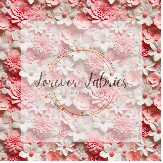 Pink White 3D . (BH/ 23). | Preorder | Fabric By The Yard