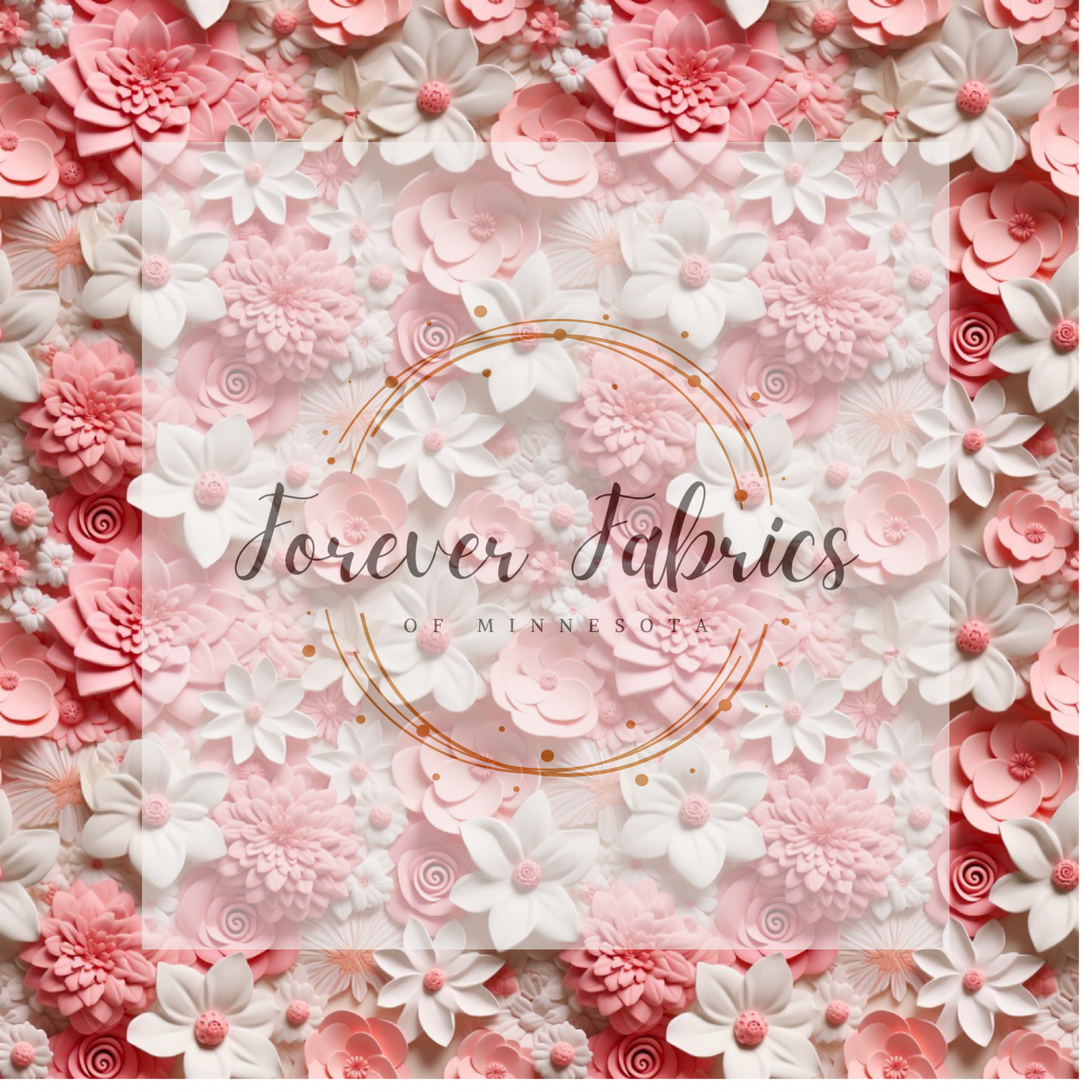 Pink White 3D . (BH/ 23). | Preorder | Fabric By The Yard