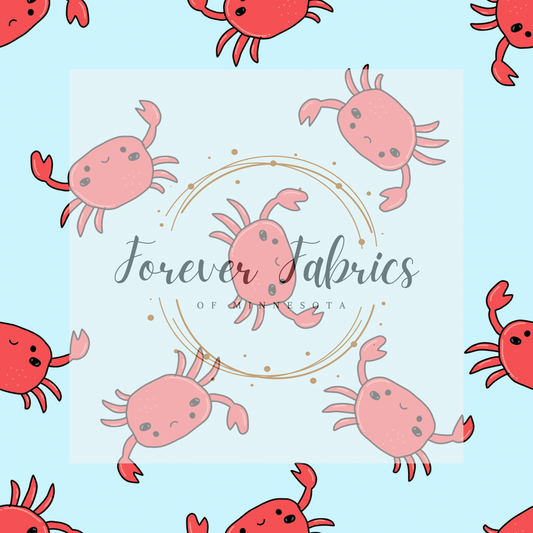 Blue Background Crabs . . (BH/ 23). | Preorder | Fabric By The Yard