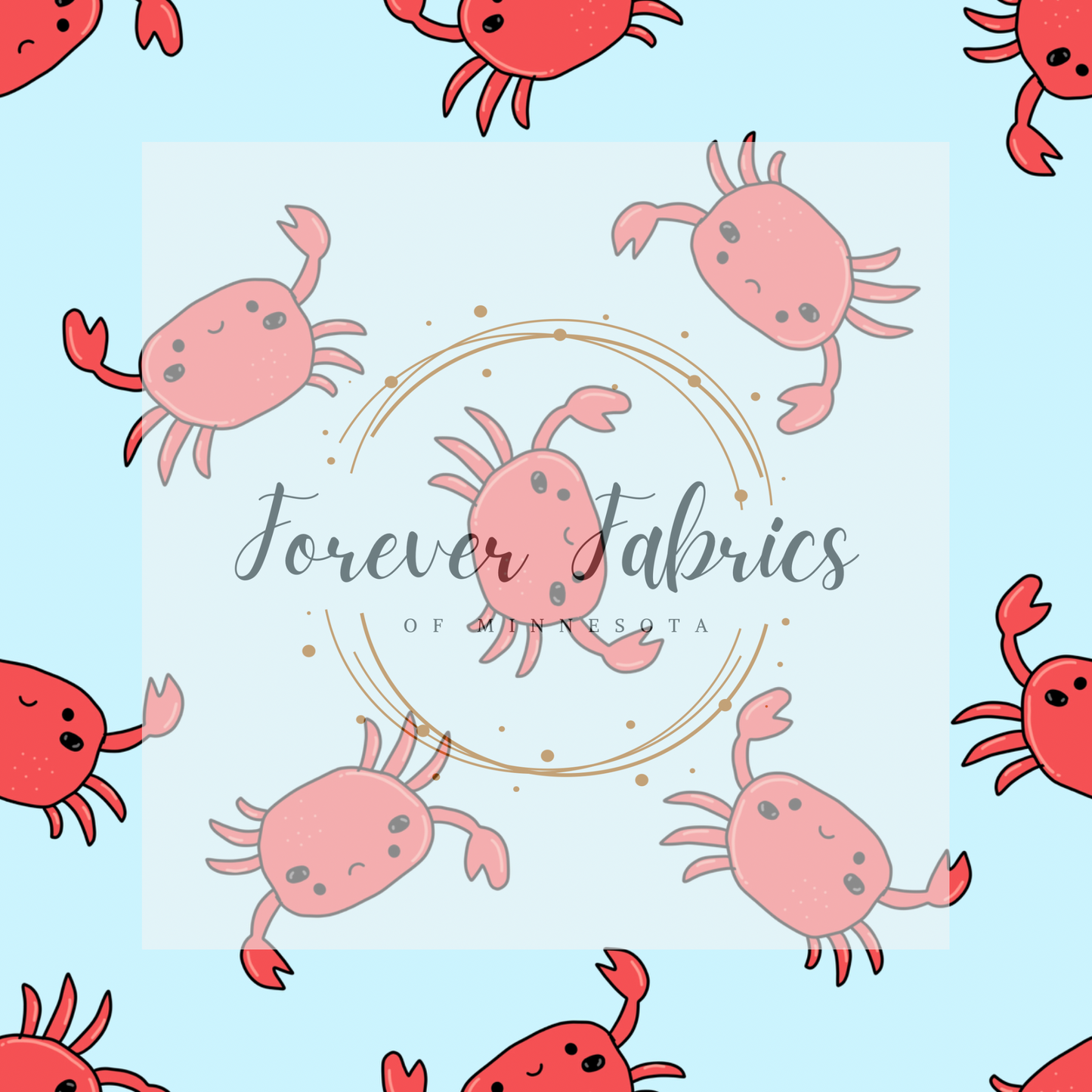 Blue Background Crabs . . (BH/ 23). | Preorder | Fabric By The Yard