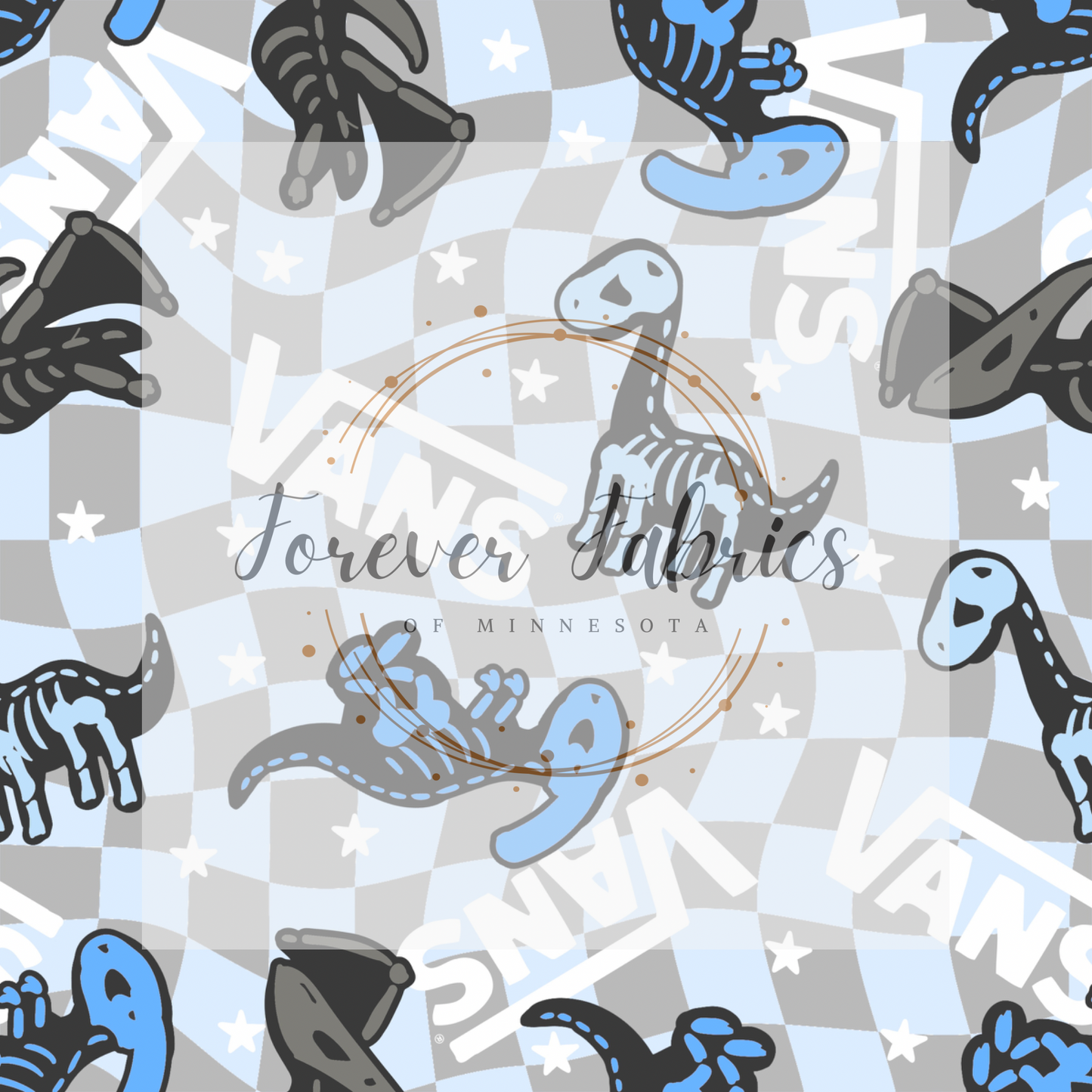 Vans Dino Blue . . . . (BH/ 24)| Preorder | Fabric By The Yard