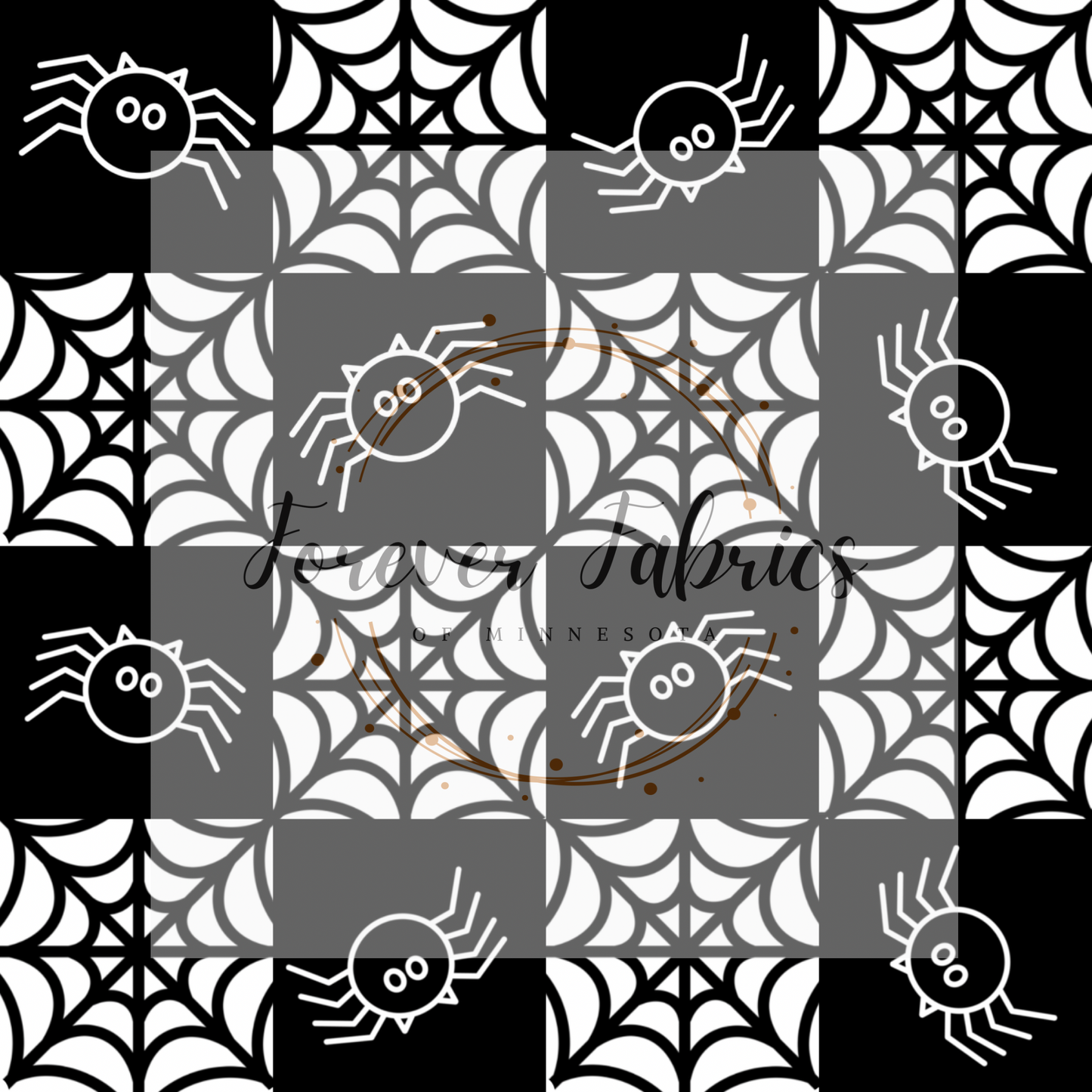 Black Spiders & Webs | Preorder| By The Yard