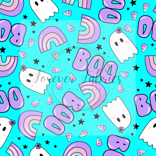 Boo Blue Purple Aqua . . (BH/ 24)| Preorder | Fabric By The Yard
