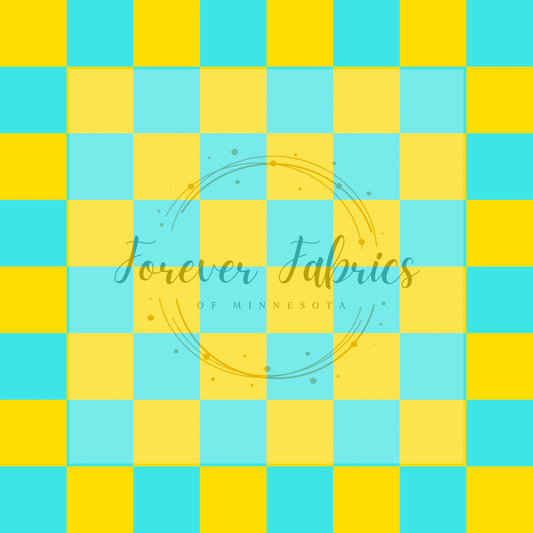 Blue/yellow Checker . . (BH/ 24)| Preorder | Fabric By The Yard