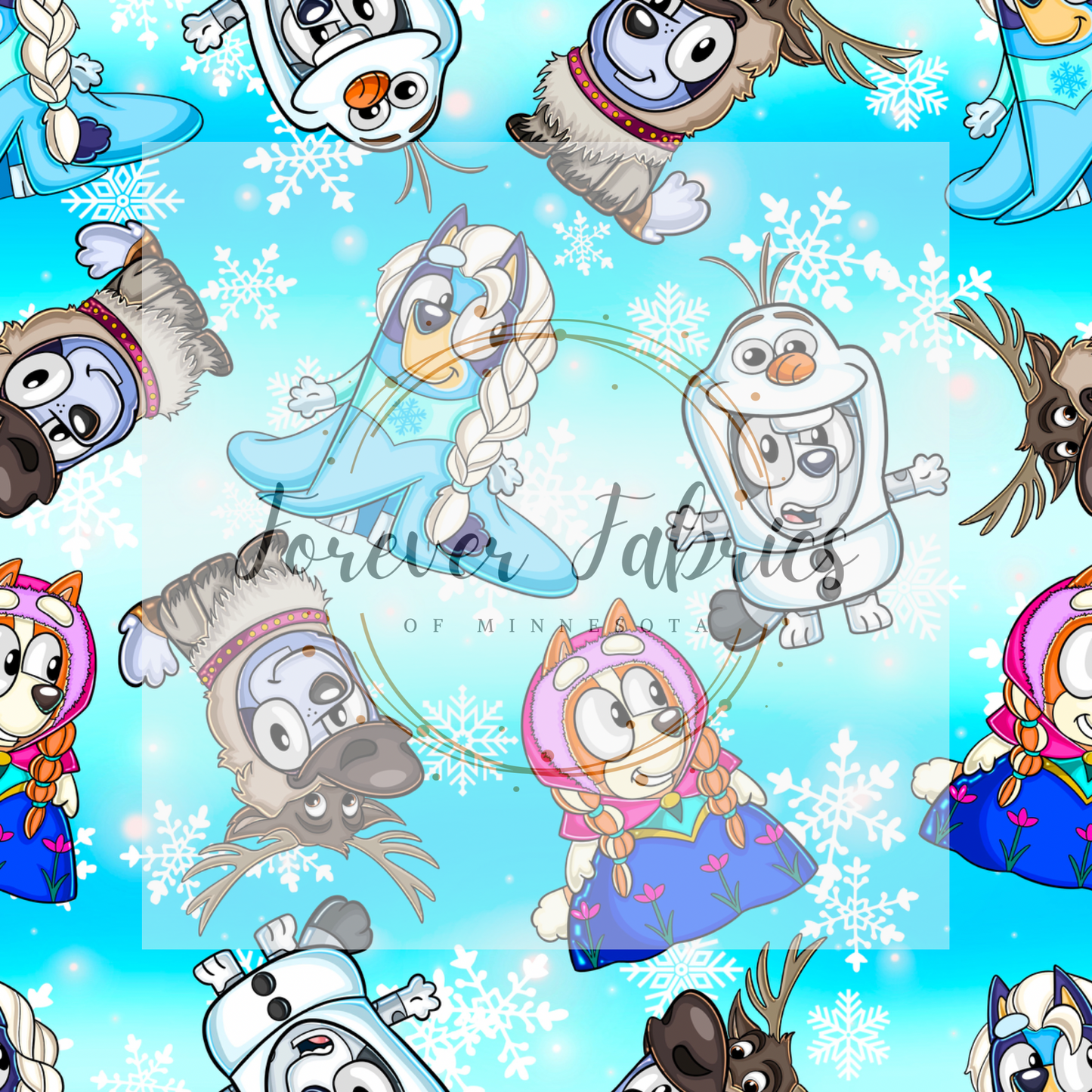 Blue Dog Frozen . . . (BH/ 24)| Preorder | Fabric By The Yard