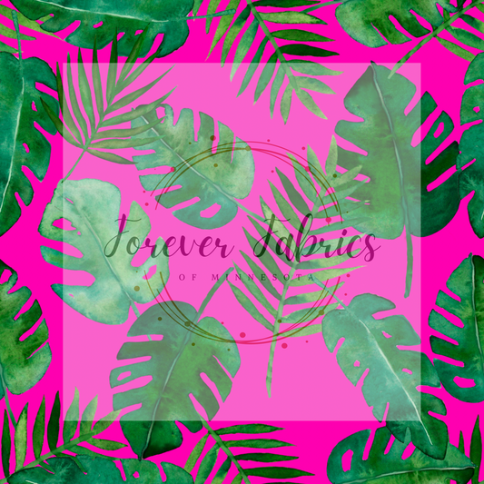 Pink Leaves . (BH/ 23) | Preorder | Fabric By The Yard