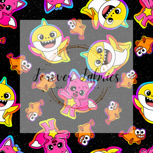 Baby Shark Rainbow . . . . (BH/ 24)| Preorder | Fabric By The Yard