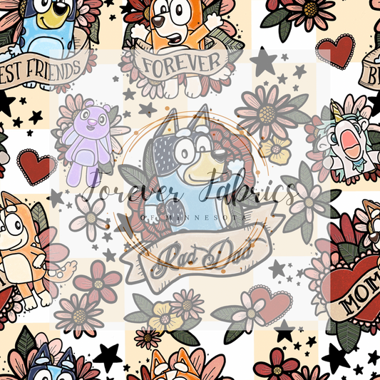 Blue Dog tattoo Check . . . . . . . (BH/ 23). | Preorder | Fabric By The Yard