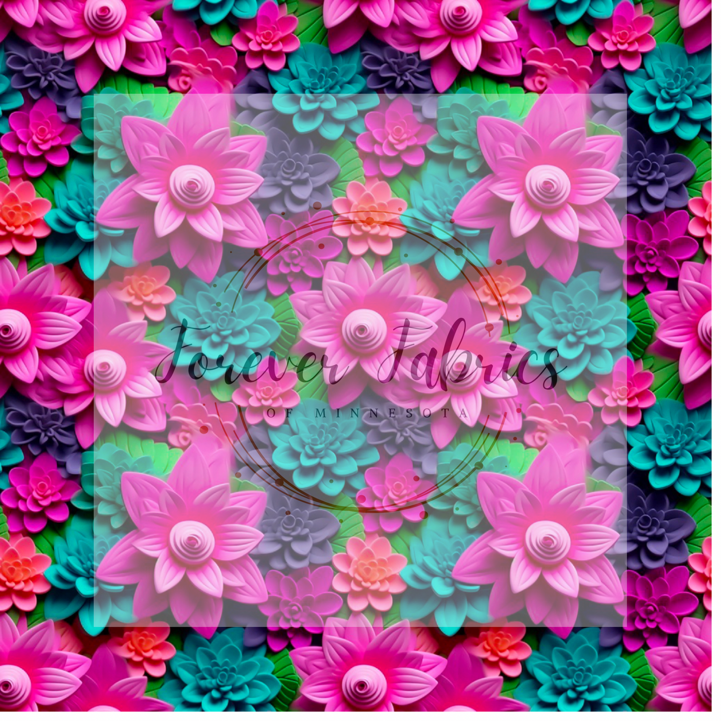 Bright 3D Floral . . . (BH/ 24)| Preorder | Fabric By The Yard