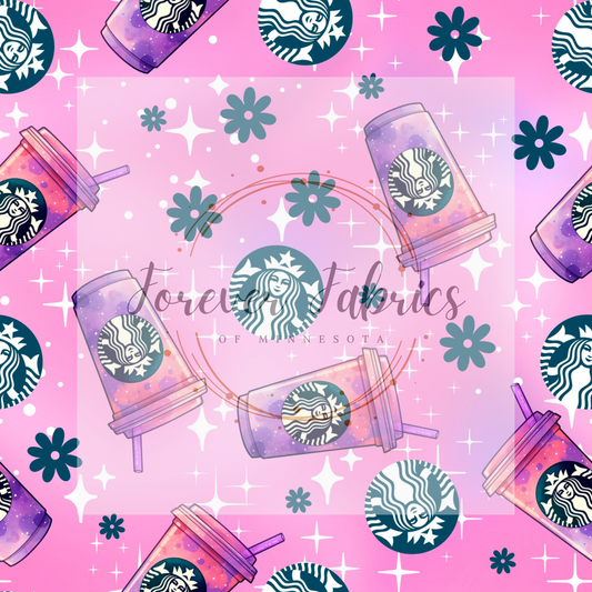 Pink Starbys Galaxy . . . (BH/ 23). | Preorder | Fabric By The Yard