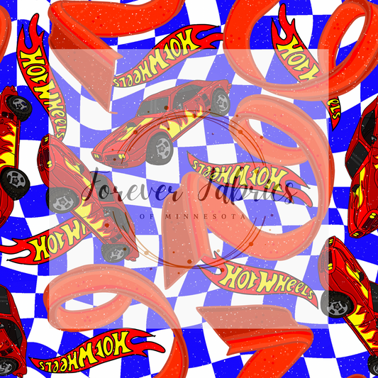 Hot Wheels Blue Check . . . . (BH/ 24)| Preorder | Fabric By The Yard