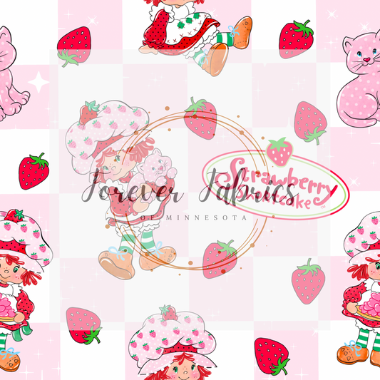 Miss Strawberry Check . . (BH/ 23). | Preorder | Fabric By The Yard