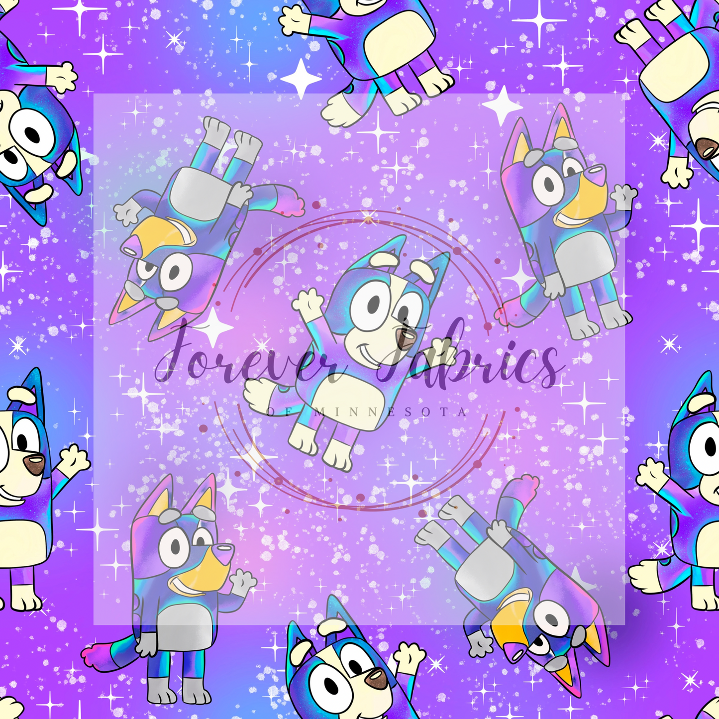 Purple Sparkle Blue Dog . . (BH/ 22) | Preorder | Fabric By The Yard