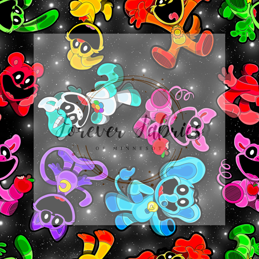 Smiling Critter Black ( BH 4/24)| Preorder | Fabric By The Yard
